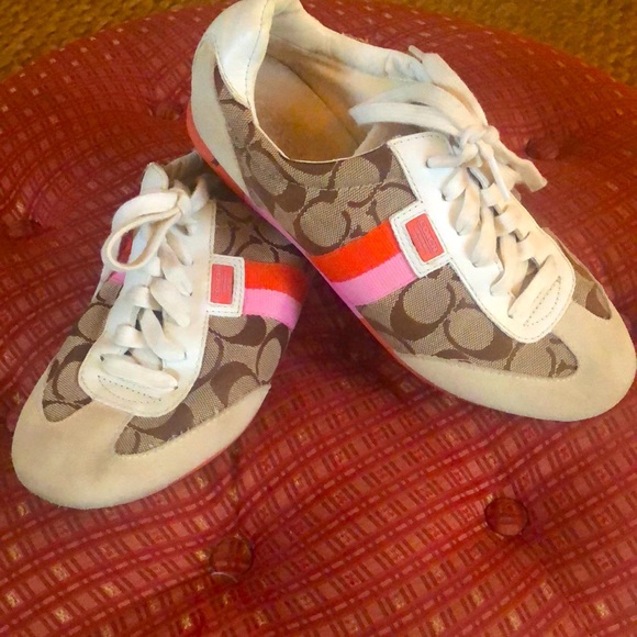 Coach Shoes - COACH sz.7.5 Joss Sneakers Pink & Orange